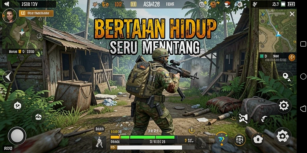 Tampilan antarmuka <strong>ASIA128</strong> yang menarik dalam mode bertahan hidup.