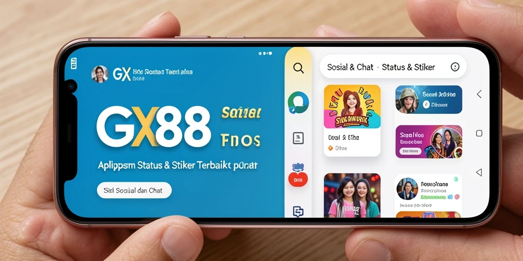 Tampilan antarmuka GX88 menampilkan berbagai stiker menarik untuk chat.