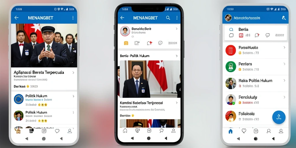 Antarmuka pengguna aplikasi MENANGBET untuk berita politik dan hukum.
