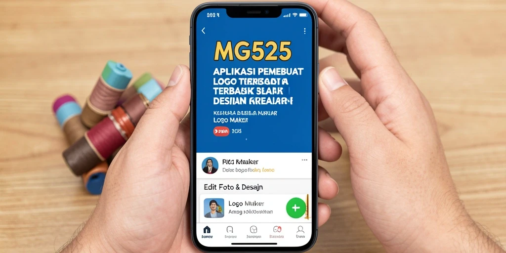 Antarmuka MG525 menampilkan beragam pilihan alat desain untuk membuat logo.