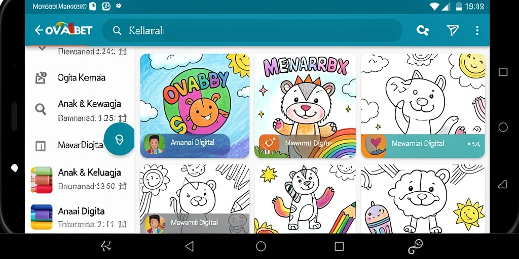 Antarmuka aplikasi OVABET yang menarik untuk mewarnai digital.