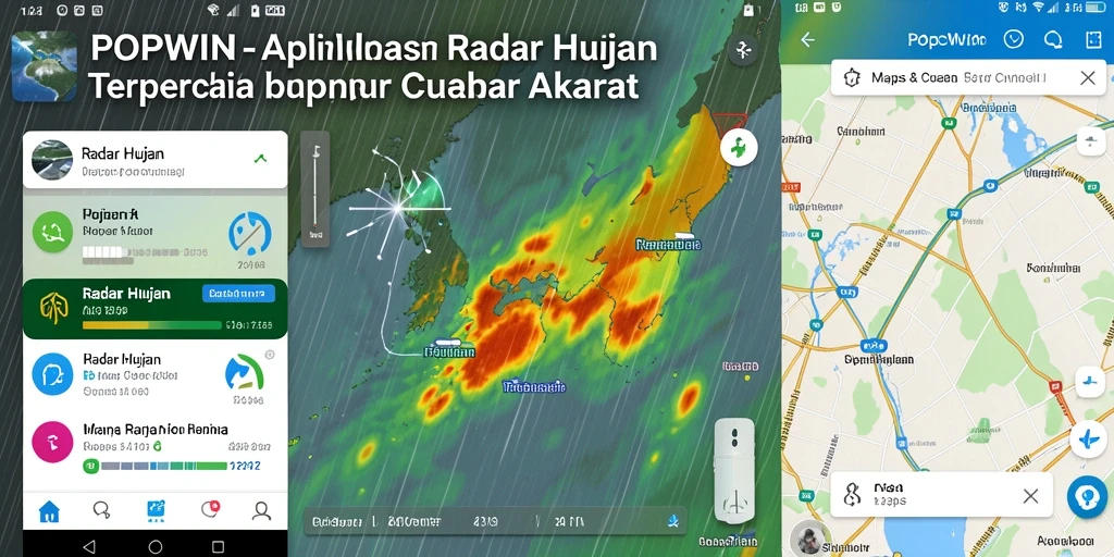 Antarmuka utama aplikasi POPWIN yang menampilkan radar hujan.