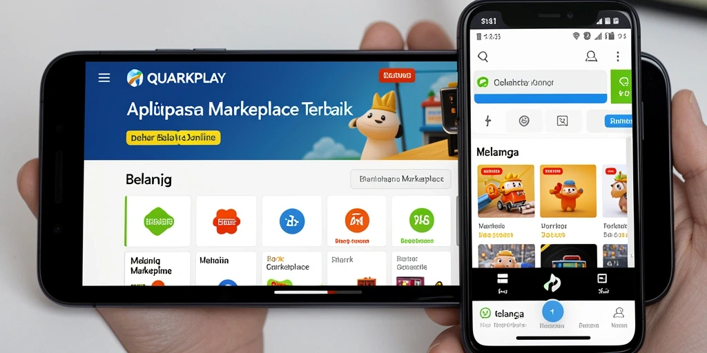 Tampilan antarmuka aplikasi Marketplace QUARKPLAY yang modern dan ramah pengguna.