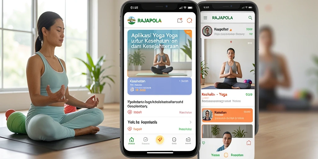 Antarmuka aplikasi RAJAPOLA yang sederhana dan menarik untuk latihan yoga.