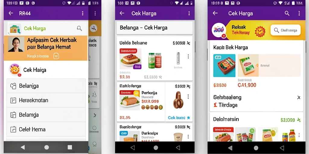Tampilan antarmuka aplikasi Cek Harga RR44 yang informatif dan intuitif.